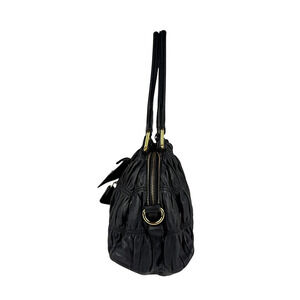 Prada bow gathered Nappa prominent Gaufre bag leather black
